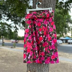 Vintage INC International Concepts Vibrant Floral A-Line Skirt With Belt.